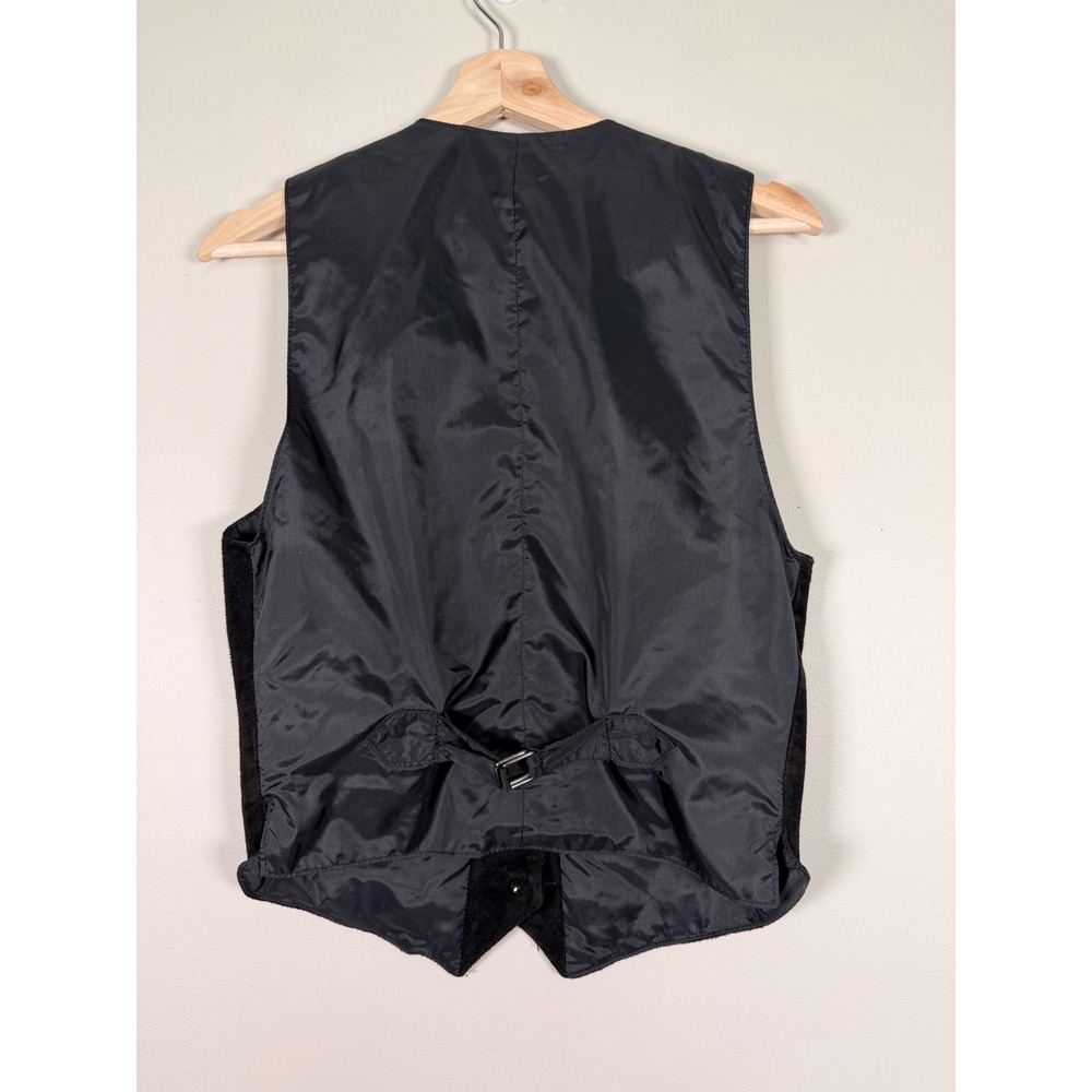 Wilsons The Leather Experts Black Suede Vest Western Cinch Back Ornate Buttons M - Picture 3 of 8